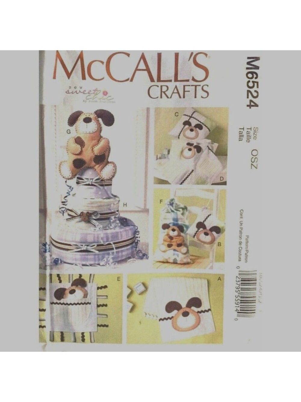 Sewing Pattern McCalls M6524 Crafts Baby Shower Burp Cloth Pillow Blanket Toy UC
